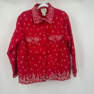 Quacker Factory Womens Bandana Western Jacket Size L Americana Embroidered